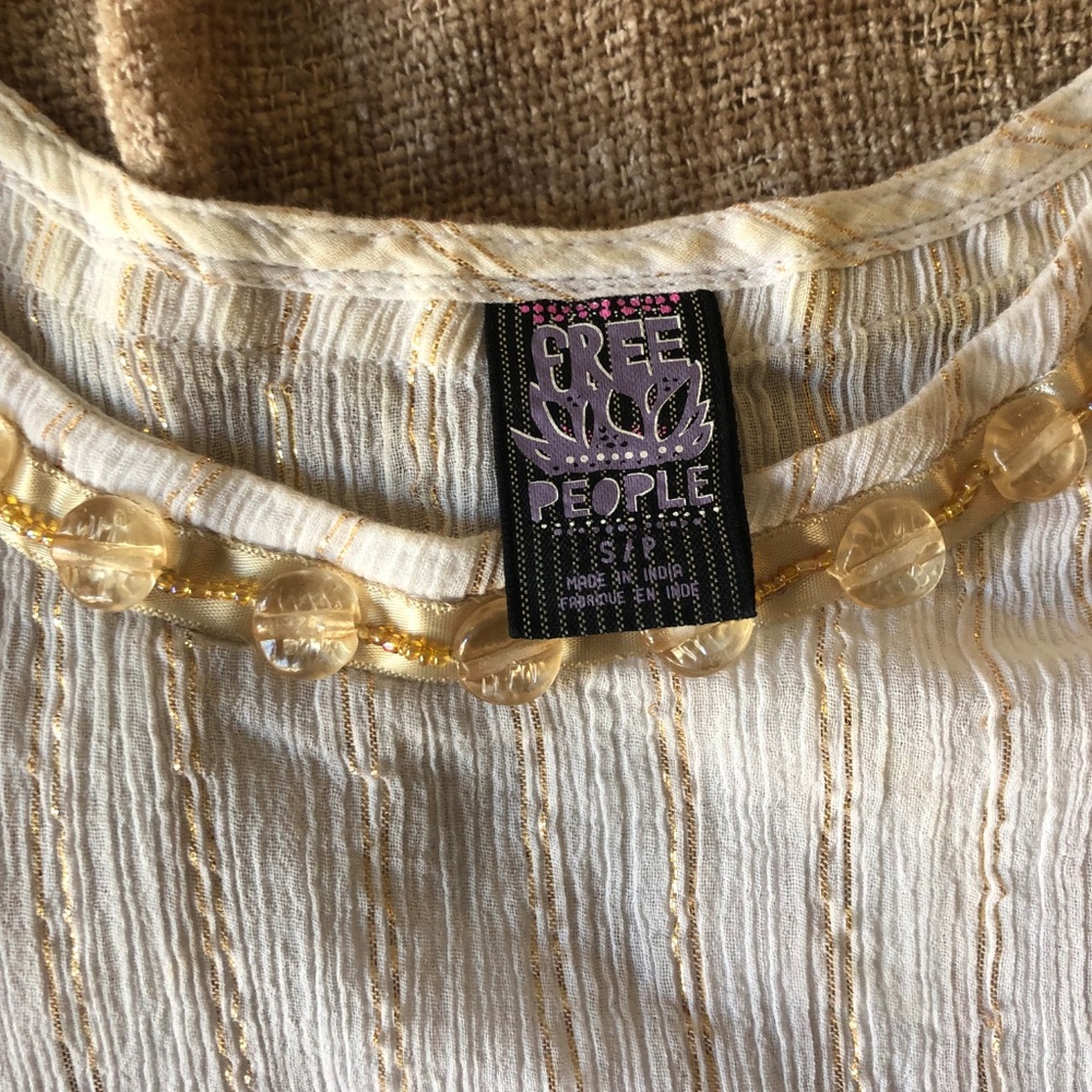 Final Sale! Free People Crop Top with Lace and Beading S - Picture 4 of 5